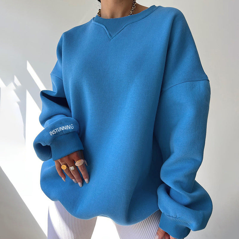 Sweat à capuche ample pour femme, pull imprimé à col en fil pour les loisirs