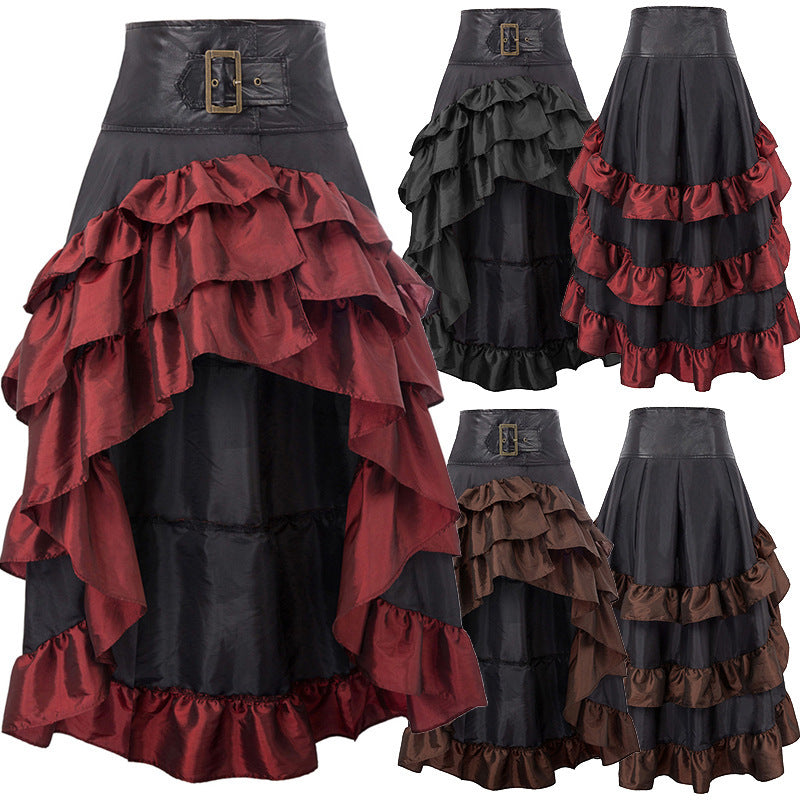 Front Long Back Irregular Ruffles High Waist Shorts