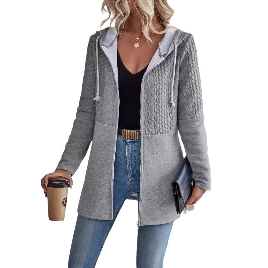 Women's Solid Color Corrugated Stitching Casual Loose-fitting Jackets