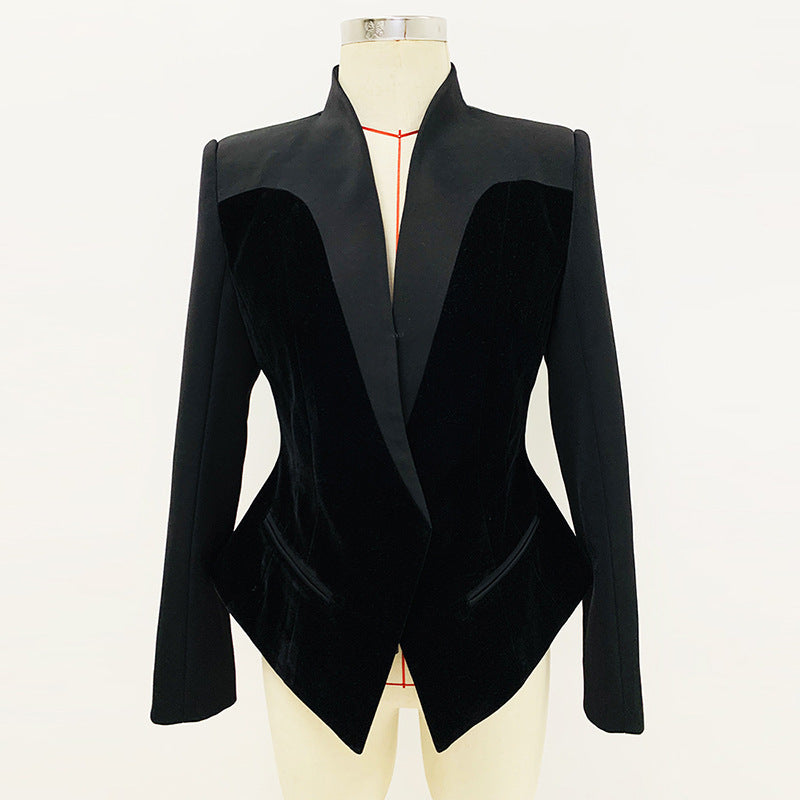 Stylish Fashion Structure Profile Veet Stitching Blazers