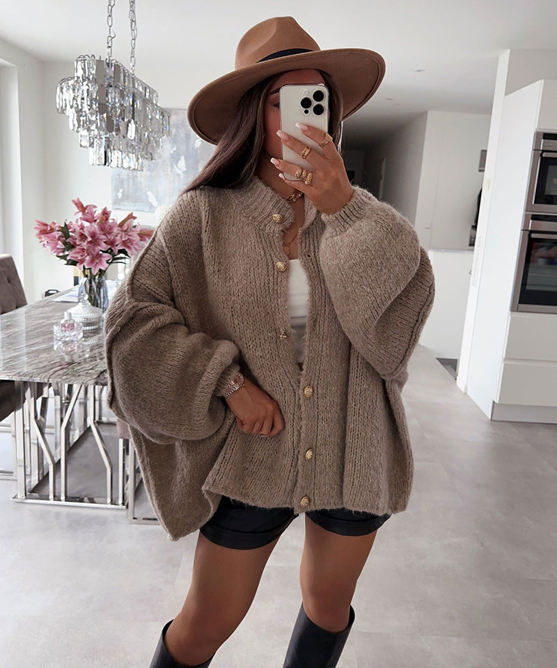 Fashion Solid Color Casual Retro Batwing Sweaters