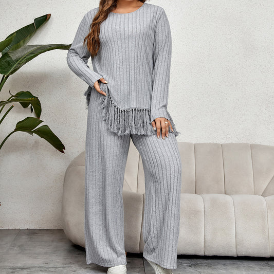 Irregular Tassel Long Sleeve Loose Wide Suits