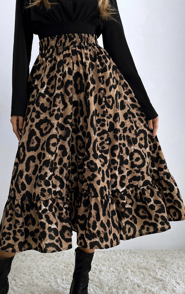 Women's Sexy Leopard Print High Waist Loose Skirts