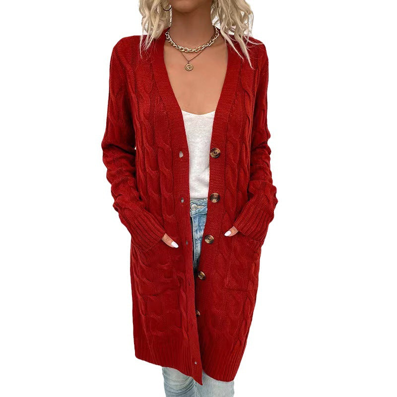 Women's Fashion Wear Outer Long Single Breasted Sweaters