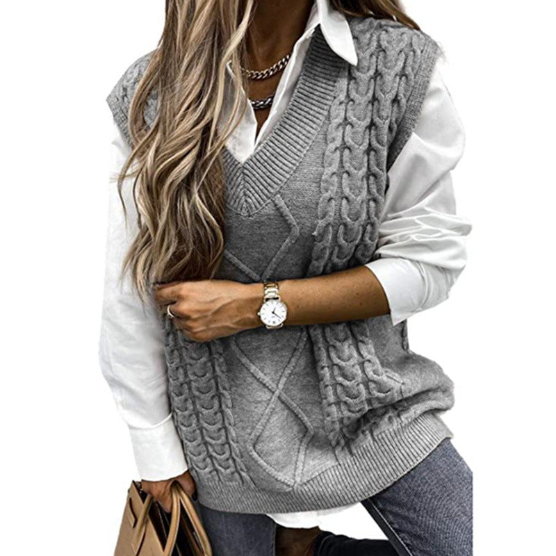 Women's Stylish Classic Source Sleeveless Twist Sweaters