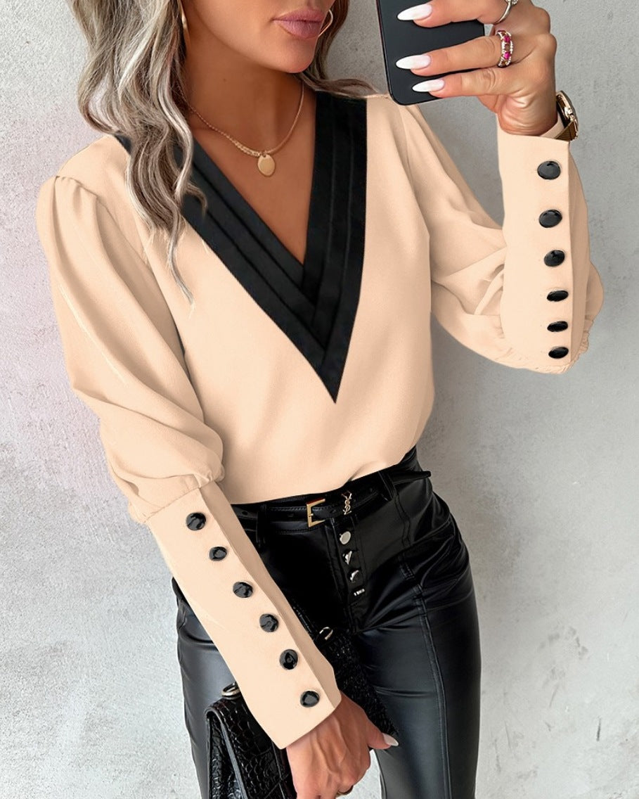 Women's Autumn Fashion Solid Color Long Sleeve Blouses