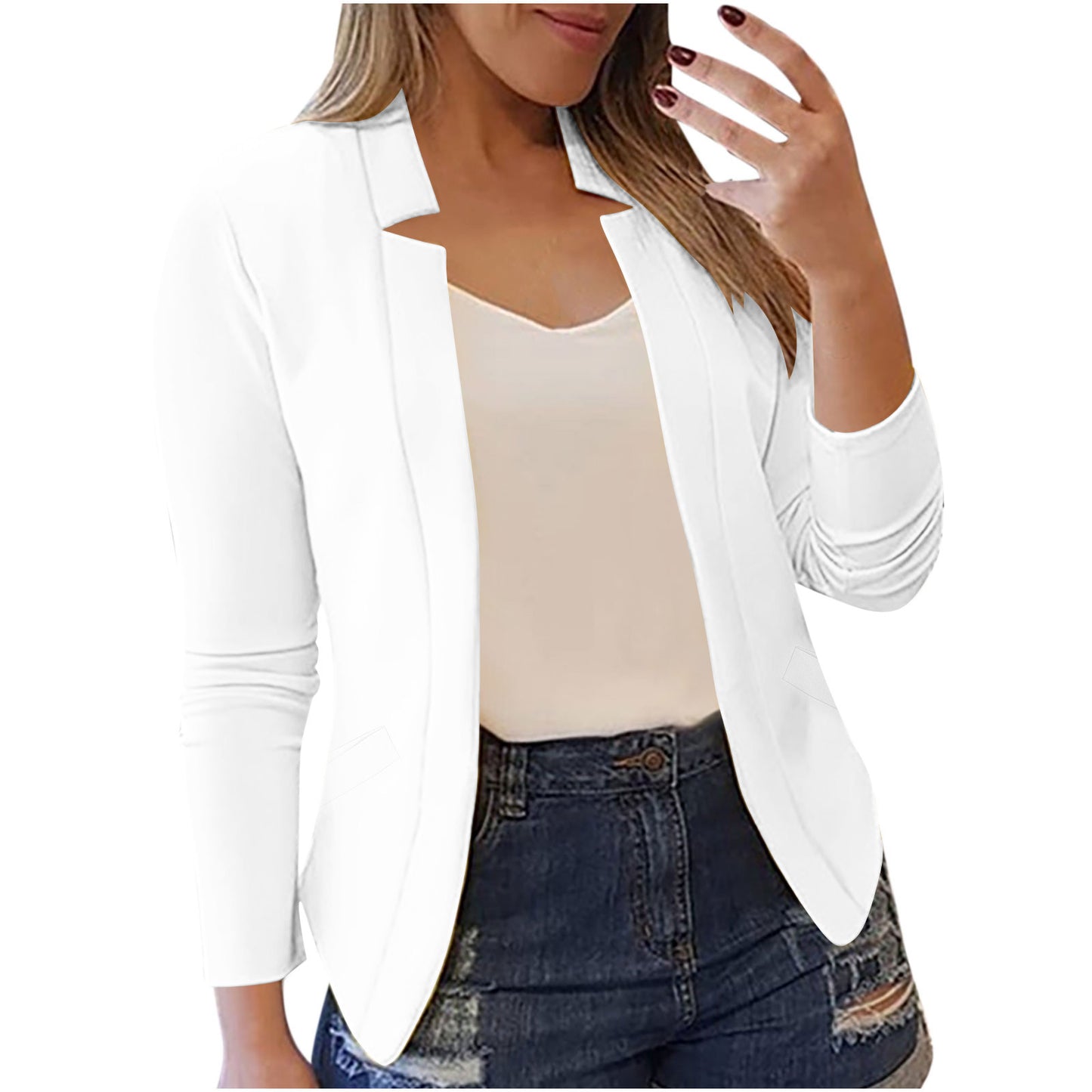 Women's Solid Color Leisure Professional Pocket Small Blazers