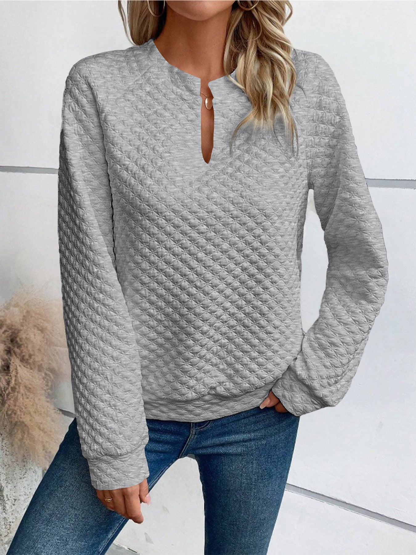 Women's Color Deep Stitching Long Sleeve Casual Sweaters