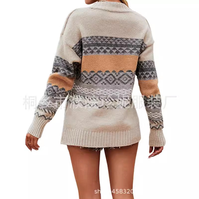 Women's Brocade Pullover Loose Casual Bottoming Knitted Sweaters