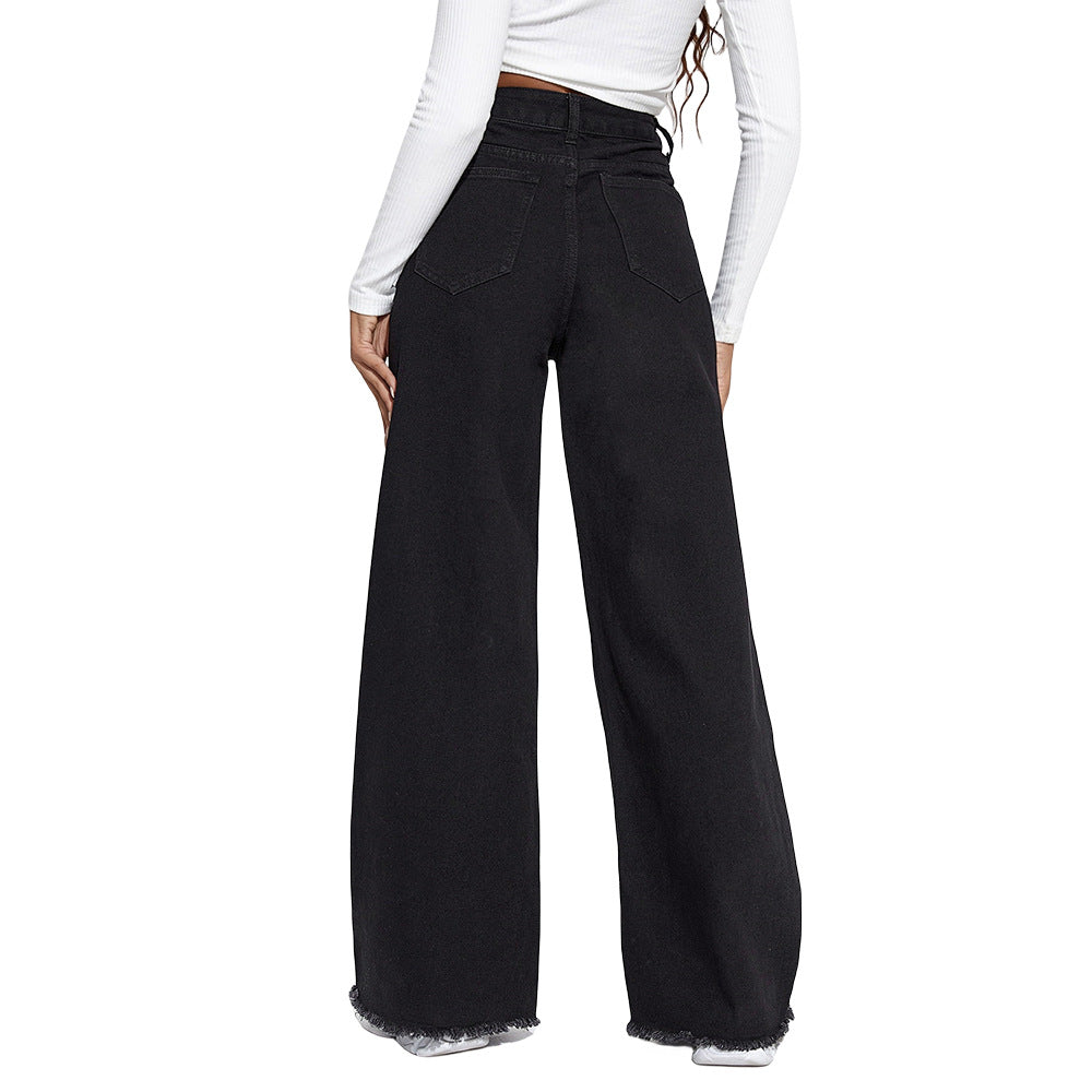 American Wide Leg High Waist Stitching Jeans