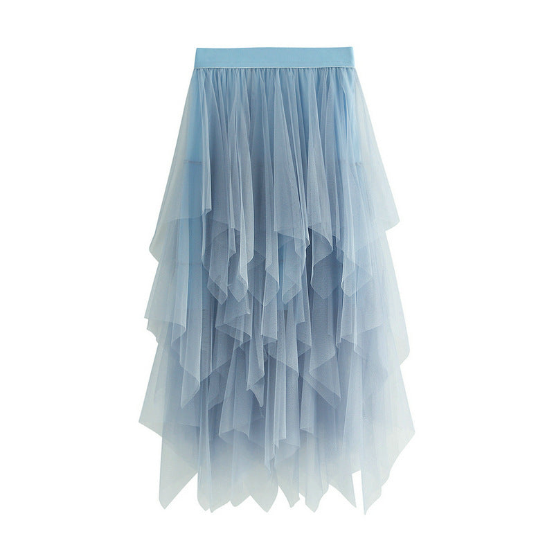 Women's Mesh Mid-length Spring Gauze High Waist Skirts