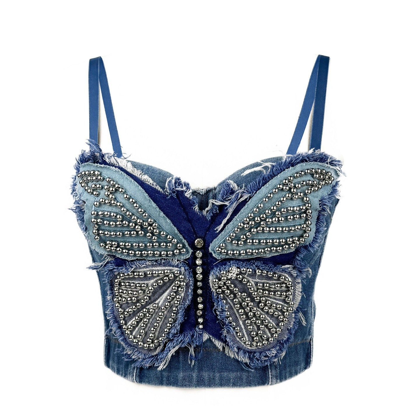 Tube Personality Soutien-gorge de vêtements d'extérieur de haute qualité Hauts en denim patchwork