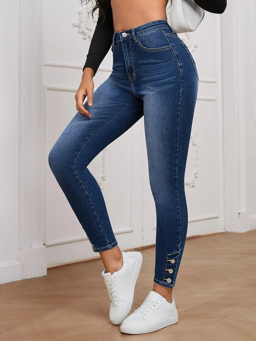 Women's Fashionable High Elastic Clinch Tight Denim Jeans