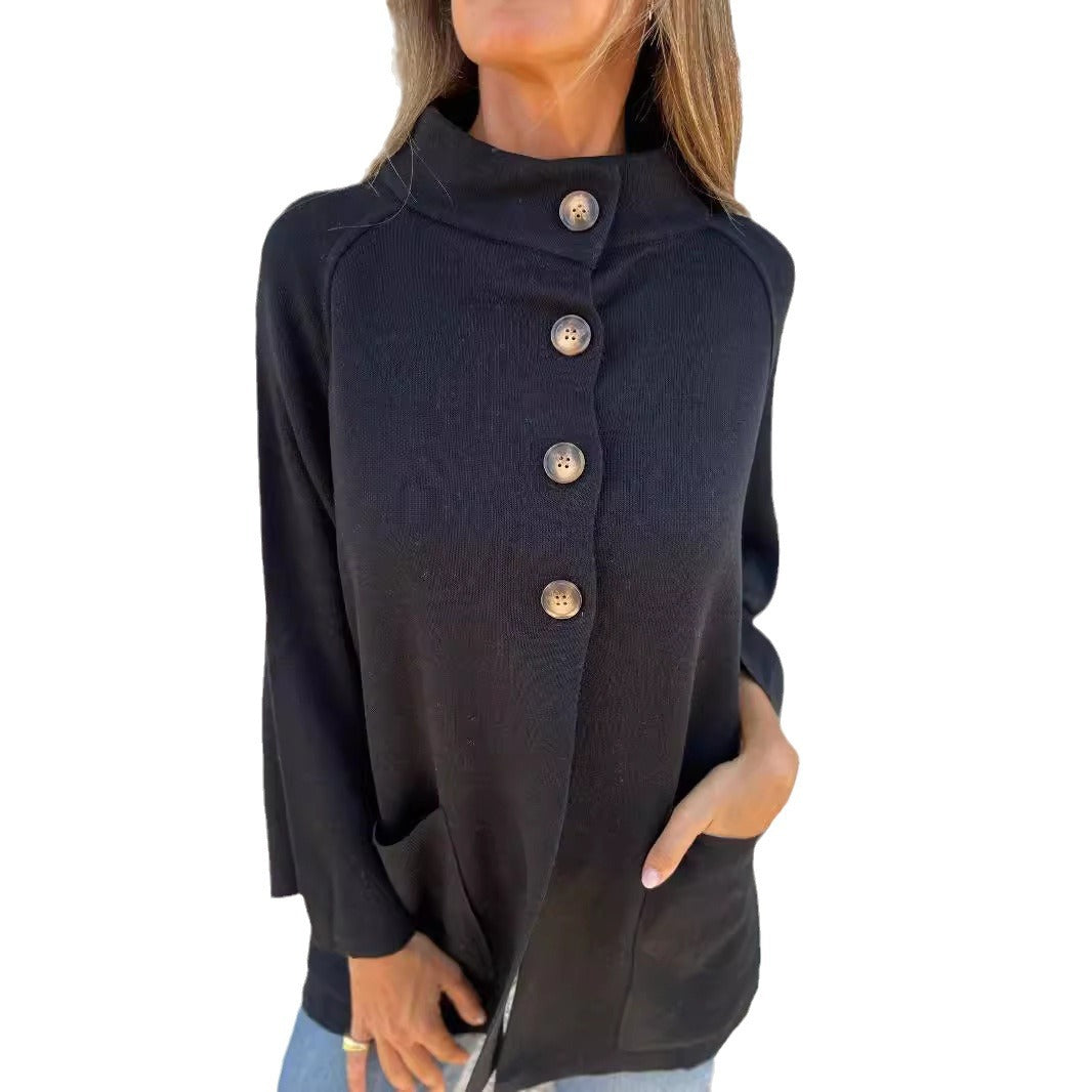 Women's Lapel Long Sleeve Casual Solid Color Knitwear