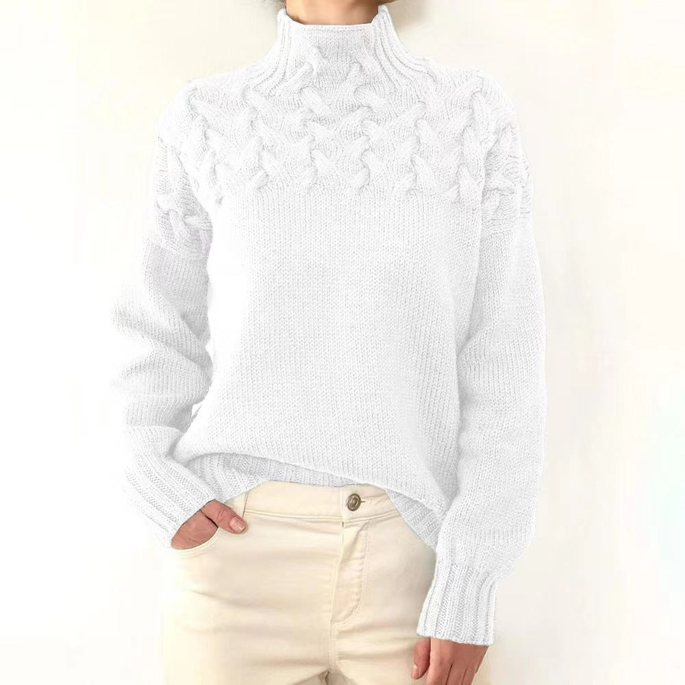 Women's Long-sleeved Turtleneck Solid Color Pullover Sweaters