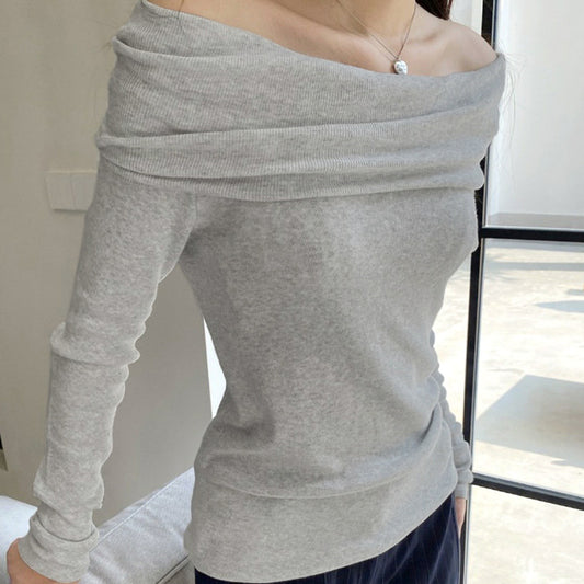 Women's Solid Color Simple Knitting Design Hot Fashionable Blouses