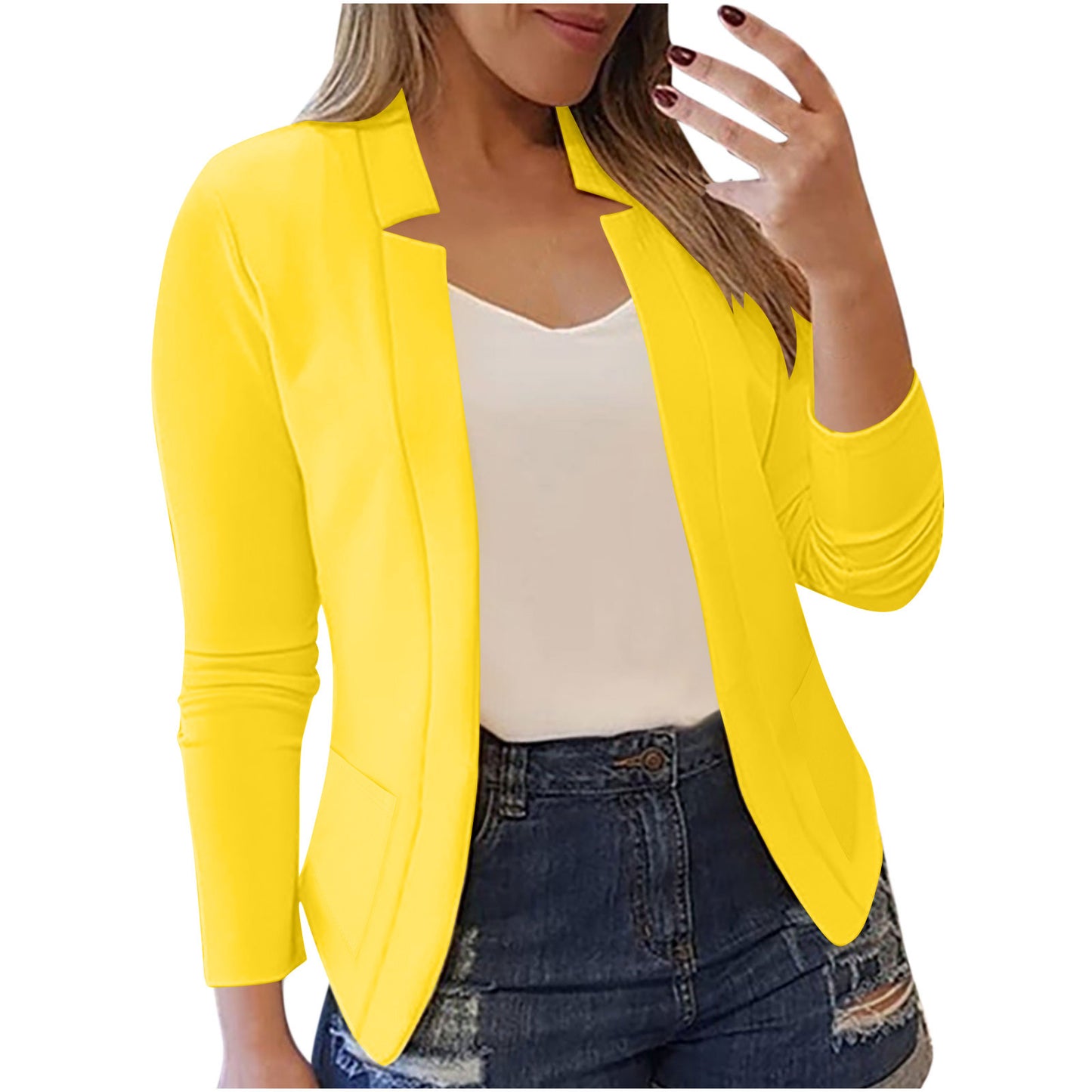 Women's Solid Color Leisure Professional Pocket Small Blazers