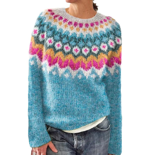 Women's Round Neck Multicolor Loose Fashion Pullover Sweaters