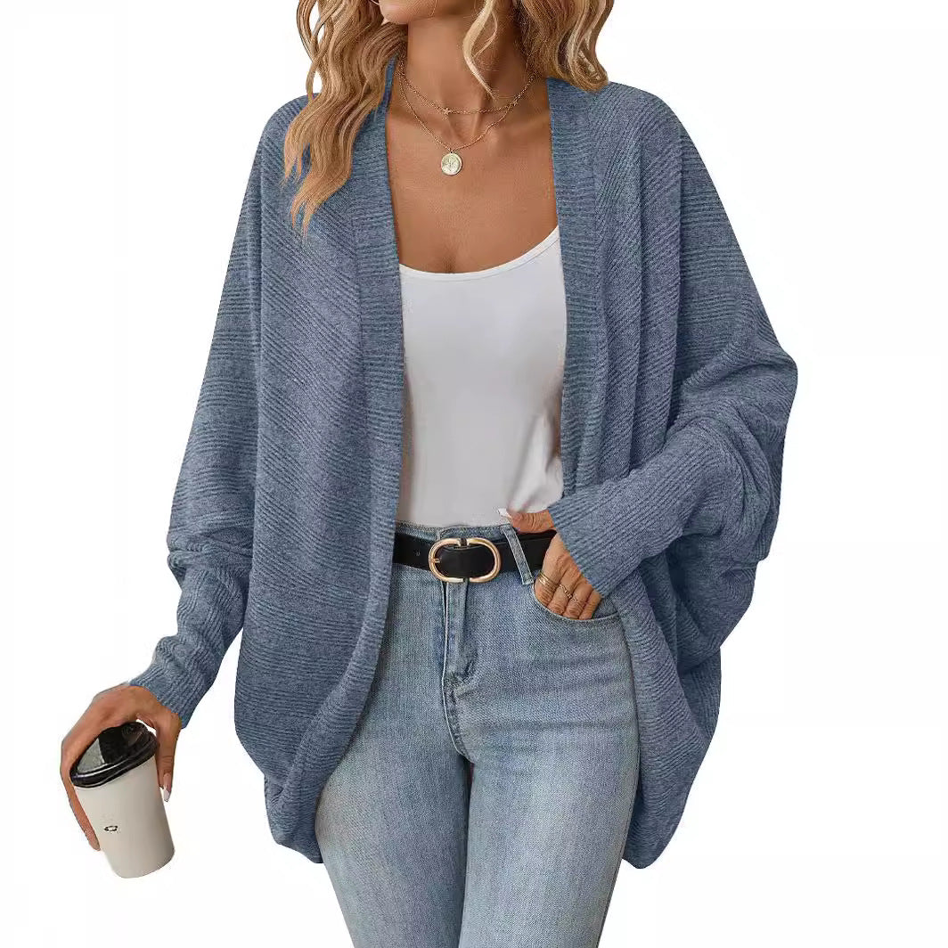 Women's Fashionable Batwing Sleeve Loose Knitted Knitwear