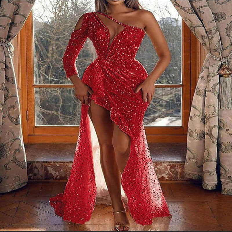 Women's Quality Sexy High Split Long Sleeve Evening Dresses