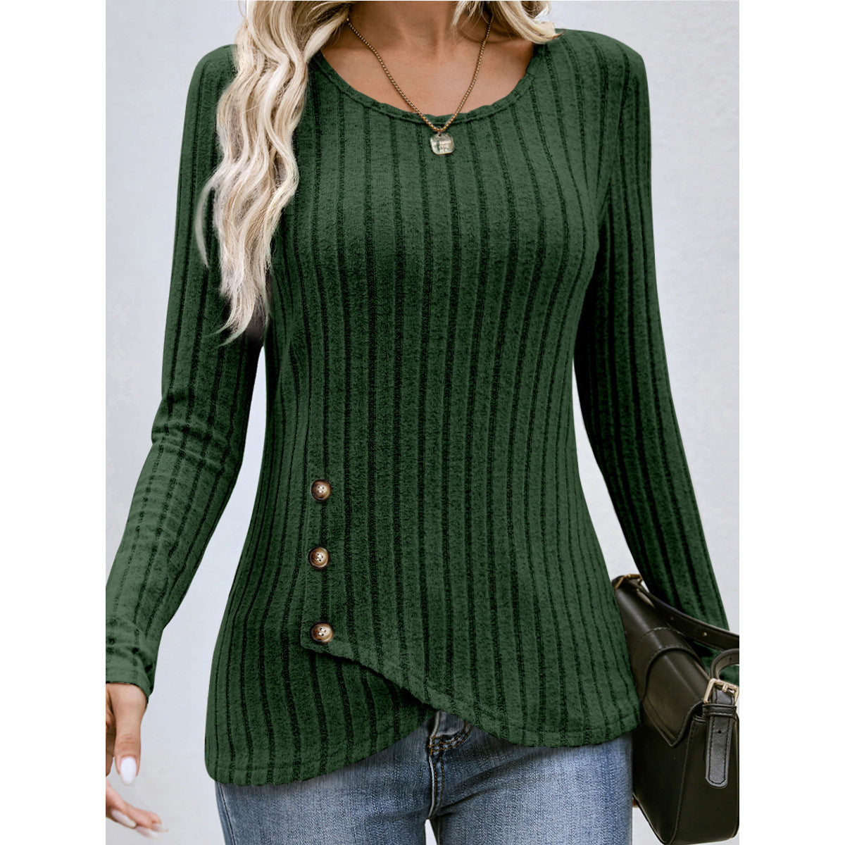 Women's Style Small Shirt Autumn Waist Round Neck Knitwear