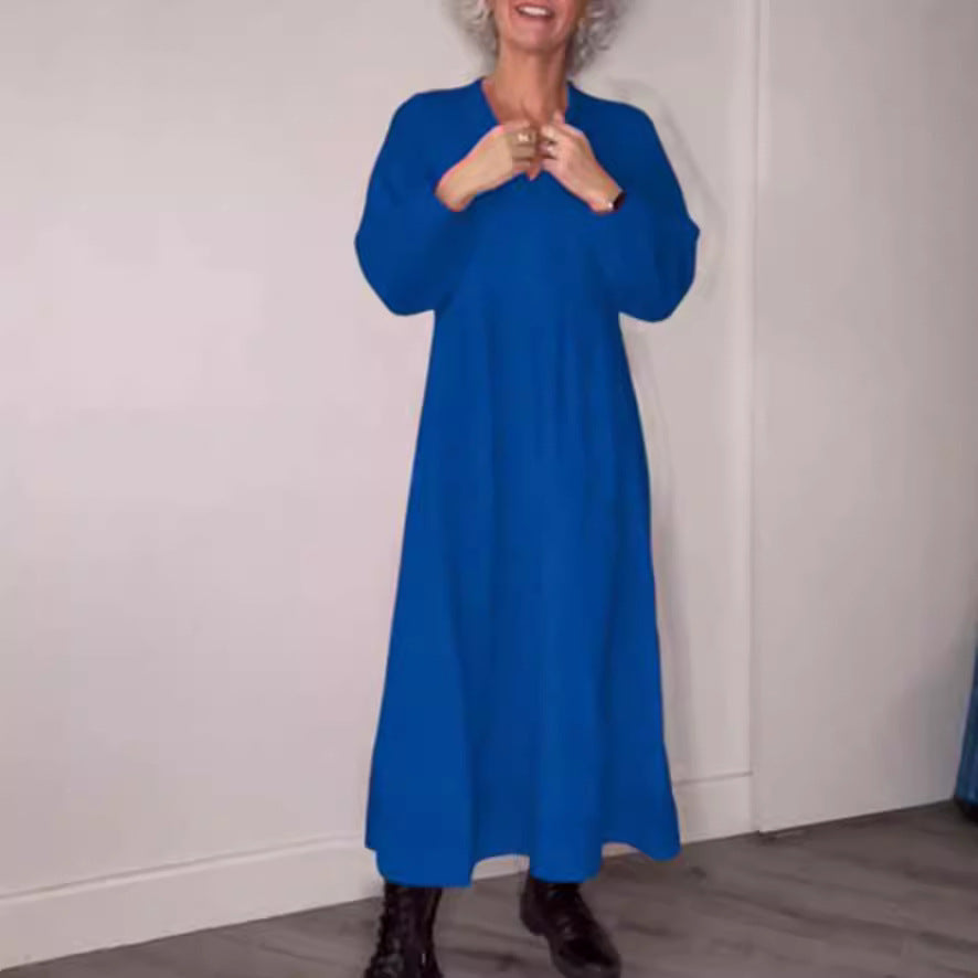 Robe élégante à poches de couleur unie pour femmes