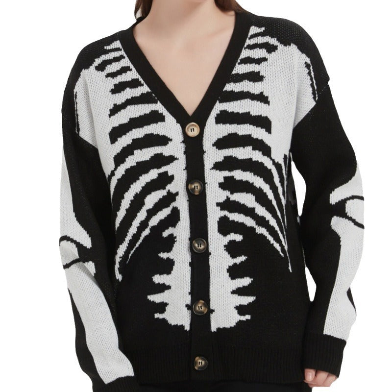 Women's Skull Jacquard Halloween Knitted For Sweaters