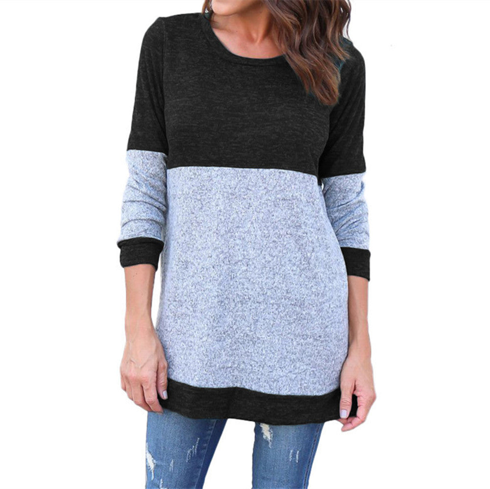 Pull à col rond et coutures fines pour femme