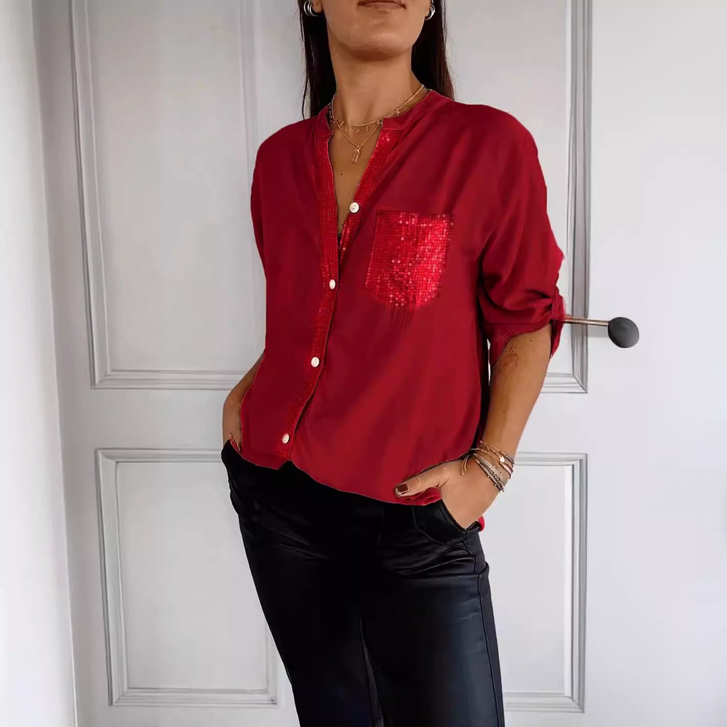 Comfortable Pretty Elegant Commute Style Shirt Blouses