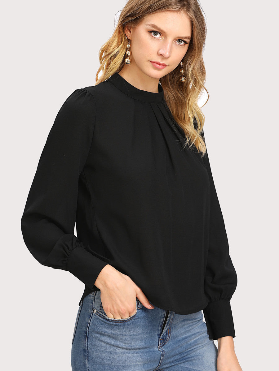 Women's Chiffon Shirt With Small Stand Collar Blouses