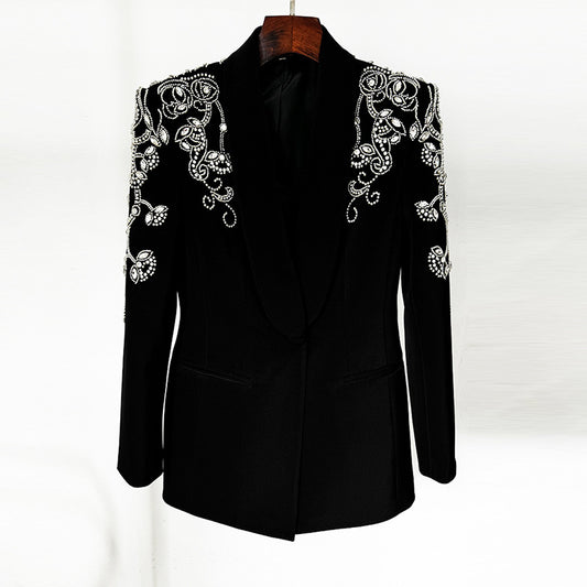 Fashion Diamond Beaded Split Fishtail Dress Jackets