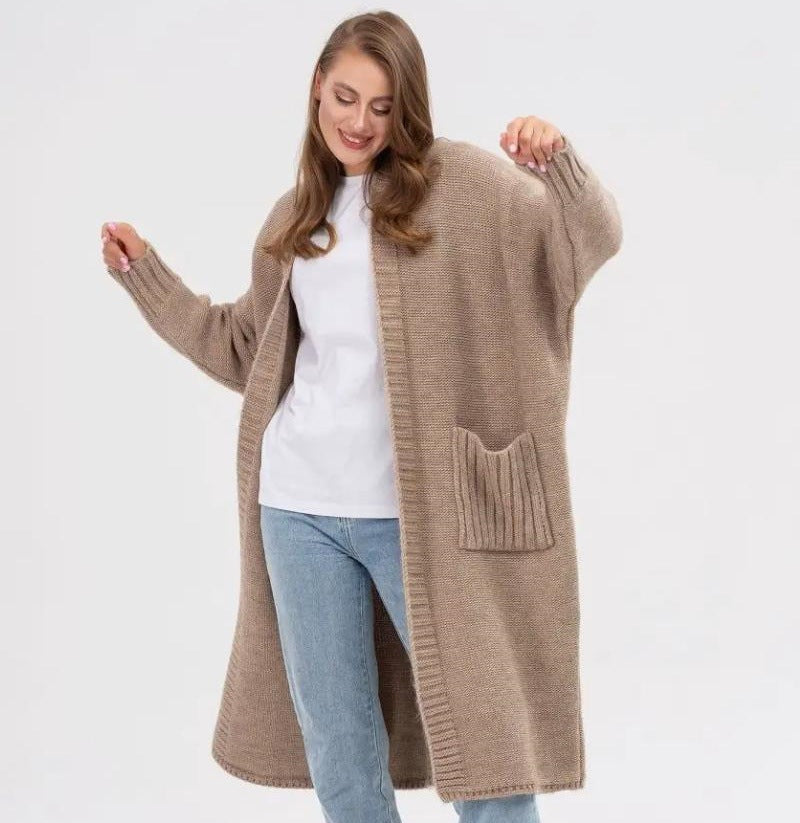 Women's Solid Color Knitted Loose Mid-length Sweaters