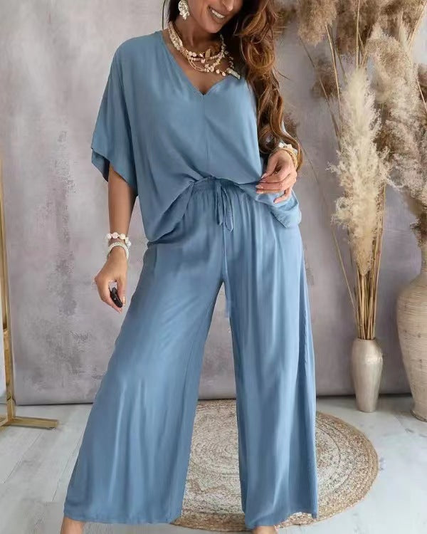 Women's Collar Batwing Sleeve Casual Loose Suits