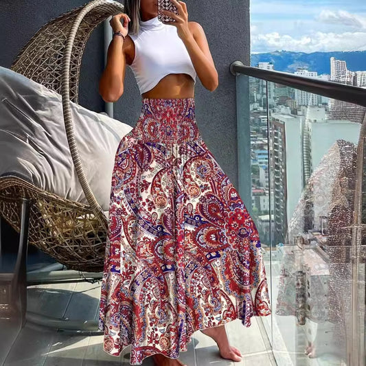 Women's Summer Waist Slimming Printed Wear For Skirts