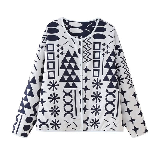 Women's Popular Street Fashion Printed Reversible Jackets