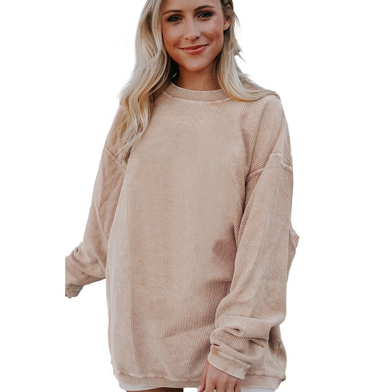 Pull à capuche simple imprimé pour femme, pull long de couleur unie