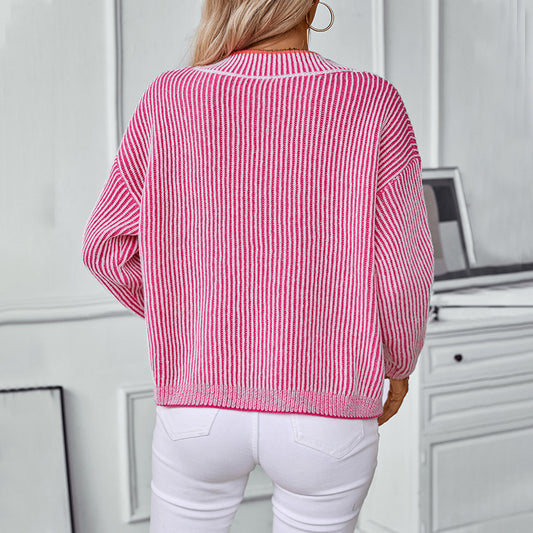 Women's Attractive Striped Leisure Pullover Loose Sweaters