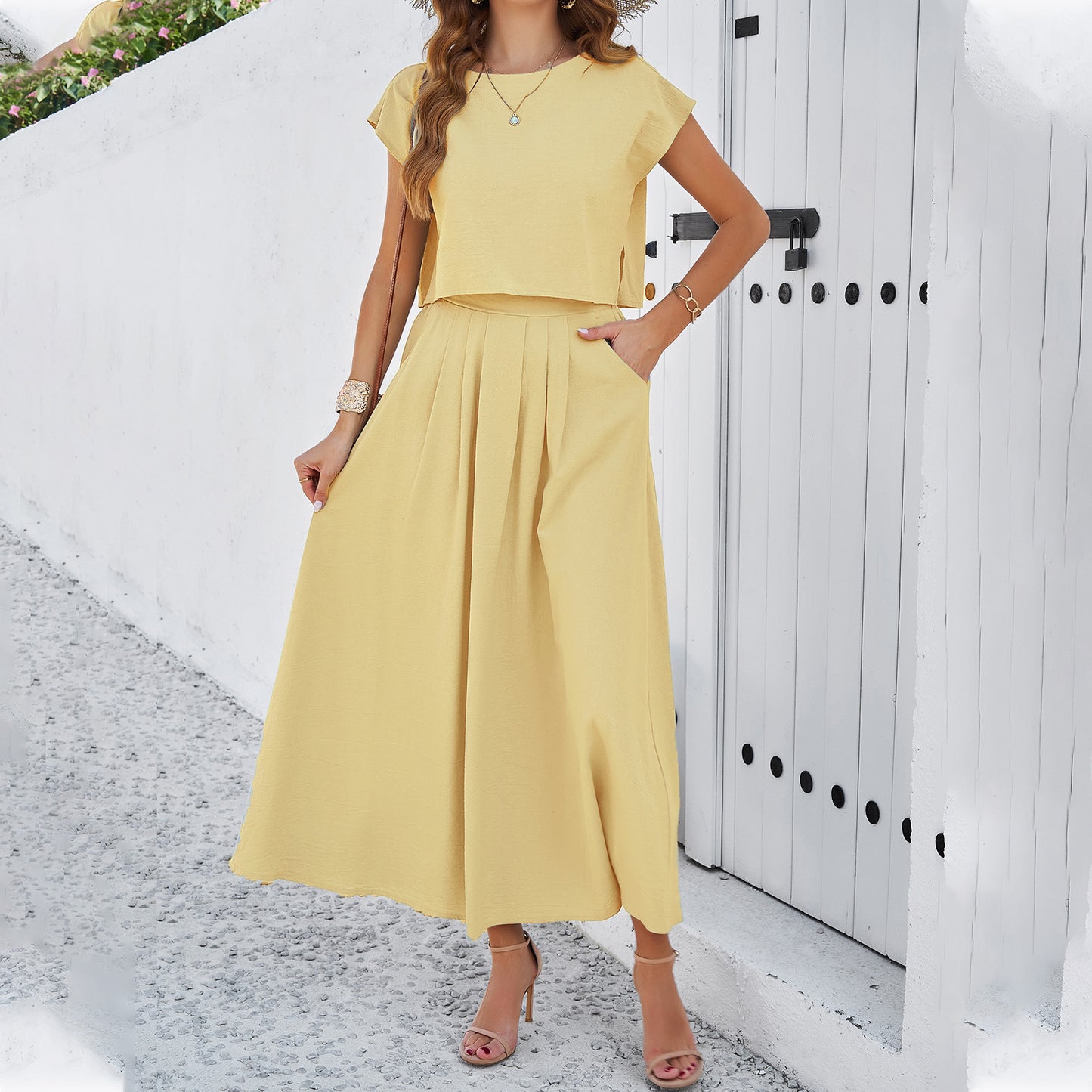 Women's Temperament Leisure Solid Color Sleeveless Dress Suits