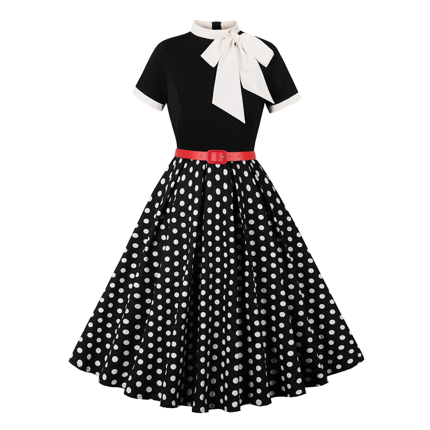 Vintage Hepburn Printed Floral Polka Dot Dresses