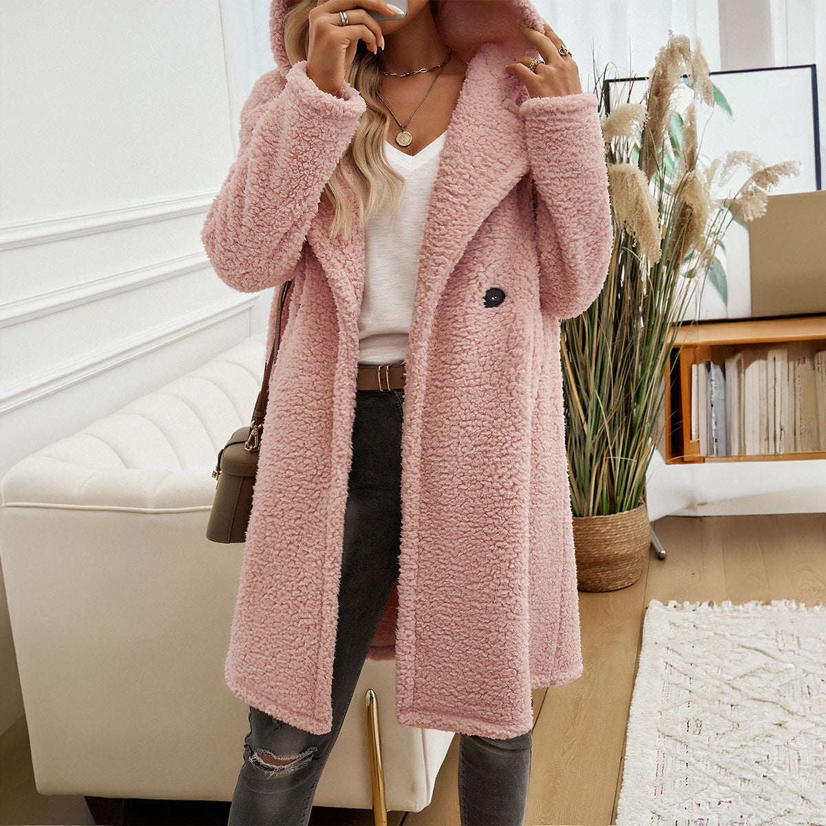 Women's Elegant Casual Loose-fitting Hoodie Knitted Coats