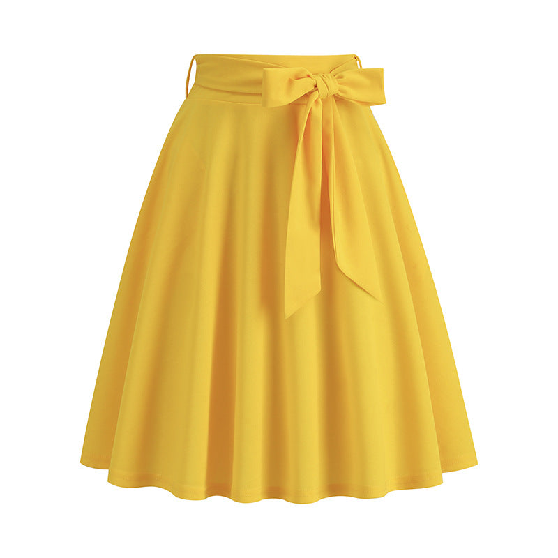 Women's Graceful Belt Vintage Hepburn Pocket Skirts