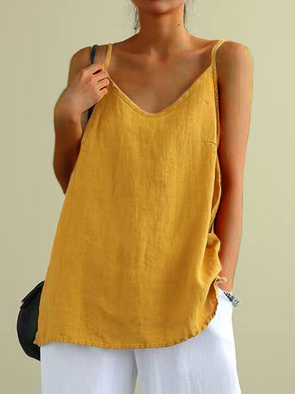 Women's Linen Sleeveless Summer Loose Inner Match Tops