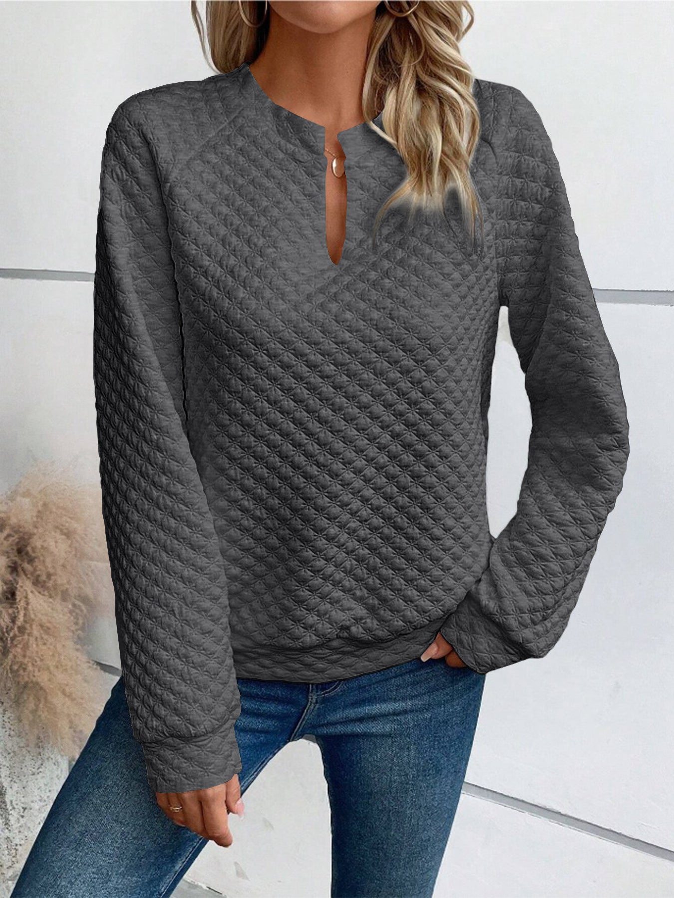 Women's Color Deep Stitching Long Sleeve Casual Sweaters