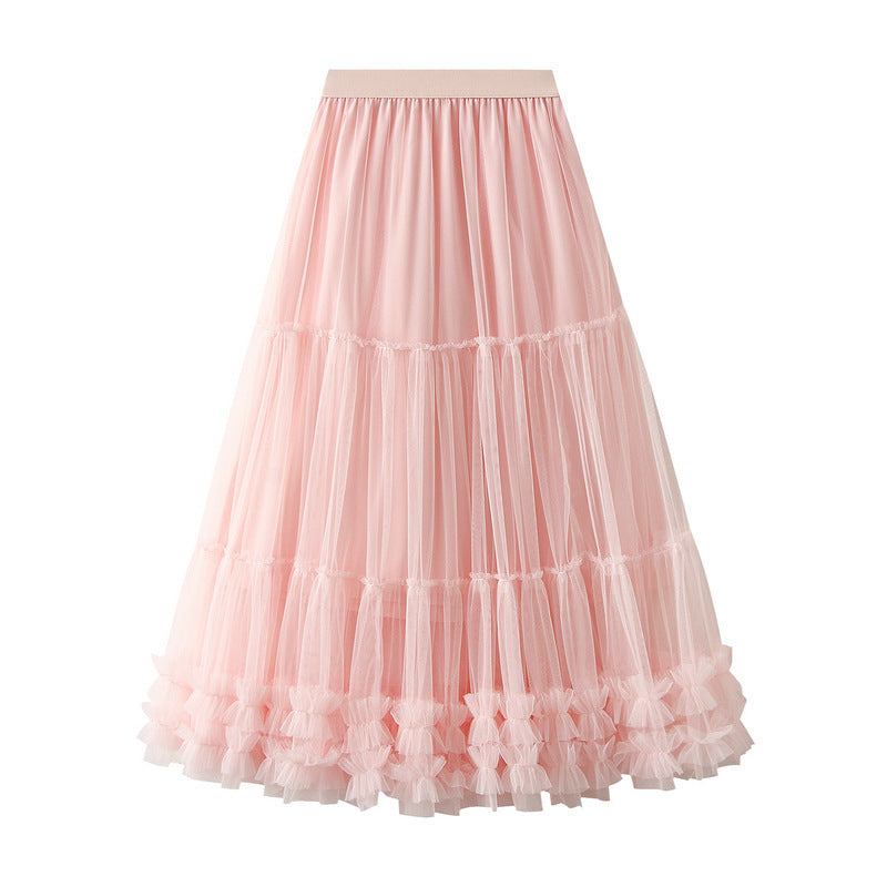 Big Swing Puffy Fairy Gauze Korean Style High Skirts