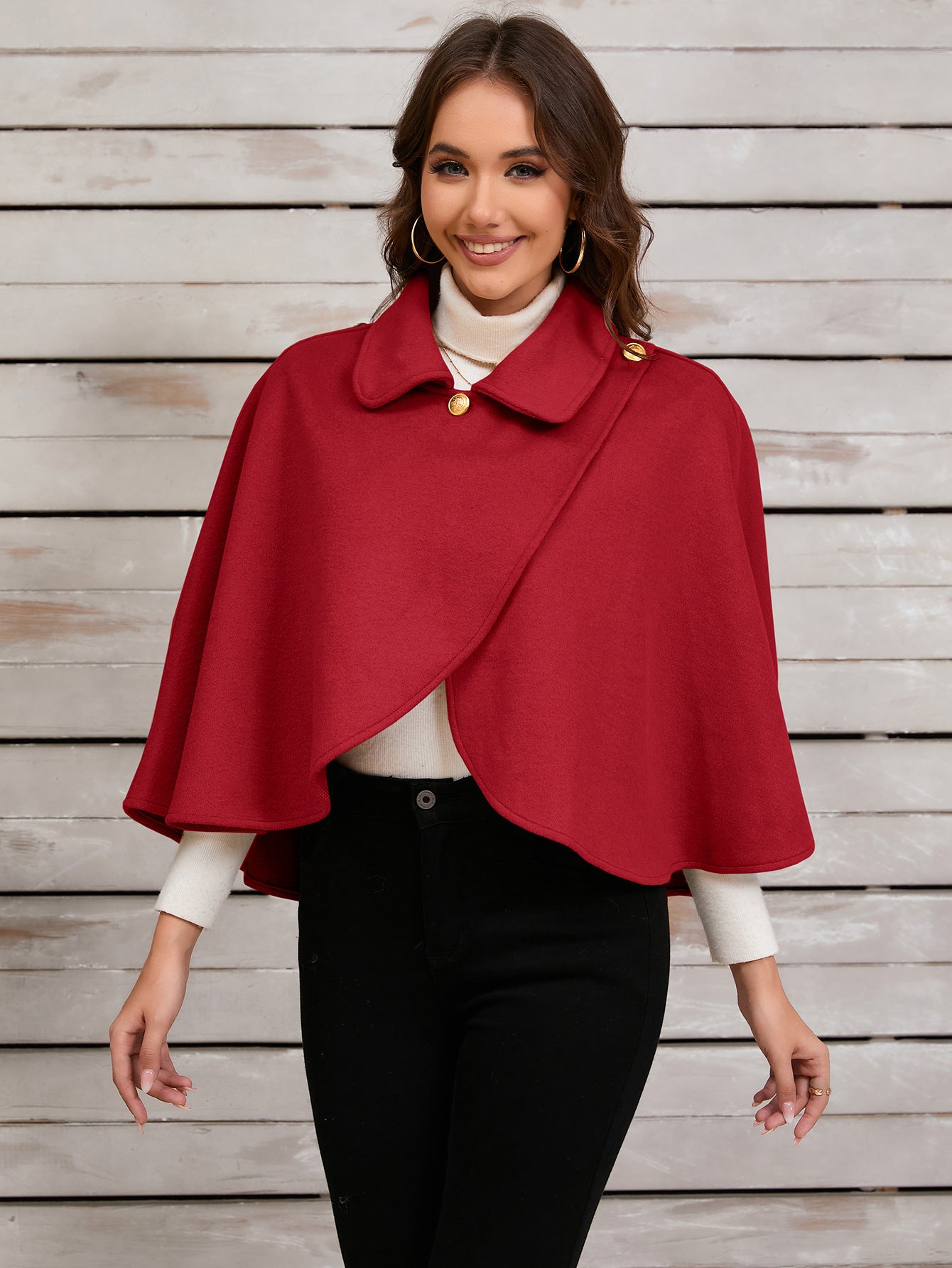 Women's Charming American Woolen Cape Shawl Coats