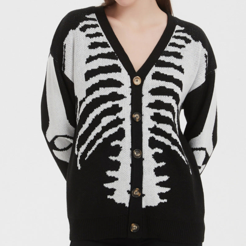 Women's Skull Jacquard Halloween Knitted For Sweaters