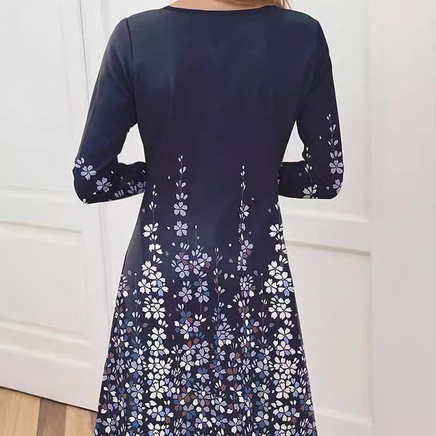 Robe mi-longue à imprimé floral pour femme