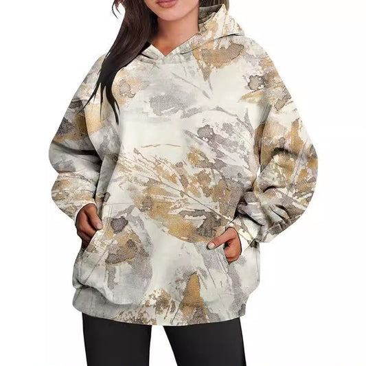 Women's Autumn Camouflage Hoodie Maple Leaf Print Sweaters