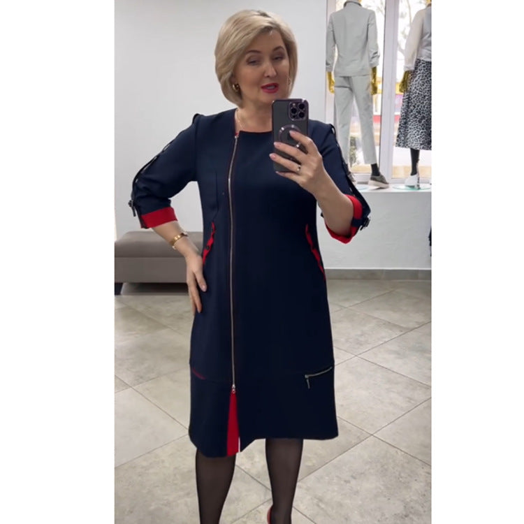 Robe longue à fermeture éclair latérale à la mode populaire