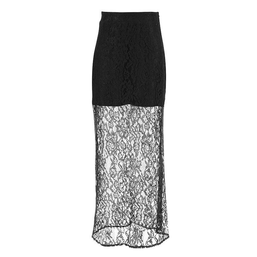 Women's Easy Matching Black Polyester Lace Sexy Skirts